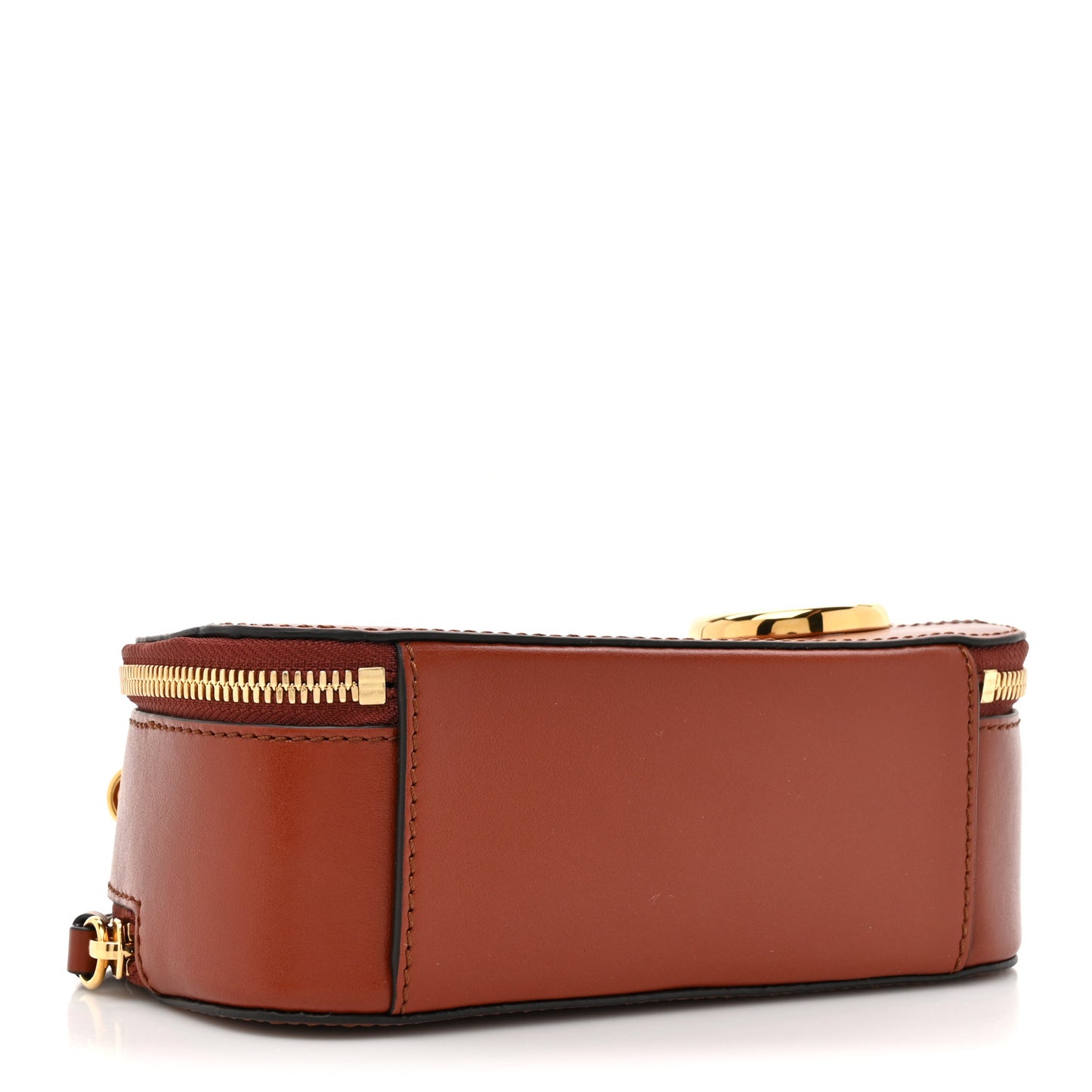 Shiny Calfskin Mini Vanity C Bag Sepia Brown