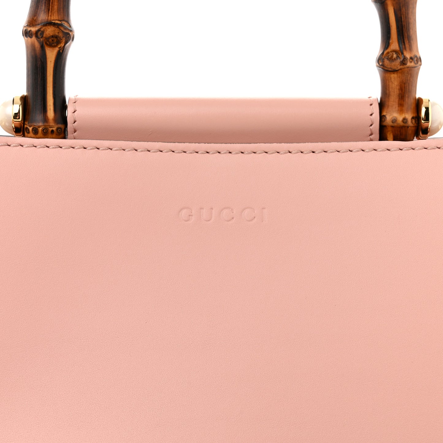 Nappa Bamboo Web Mini Nymphaea Top Handle Bag Perfect Pink Mystic White