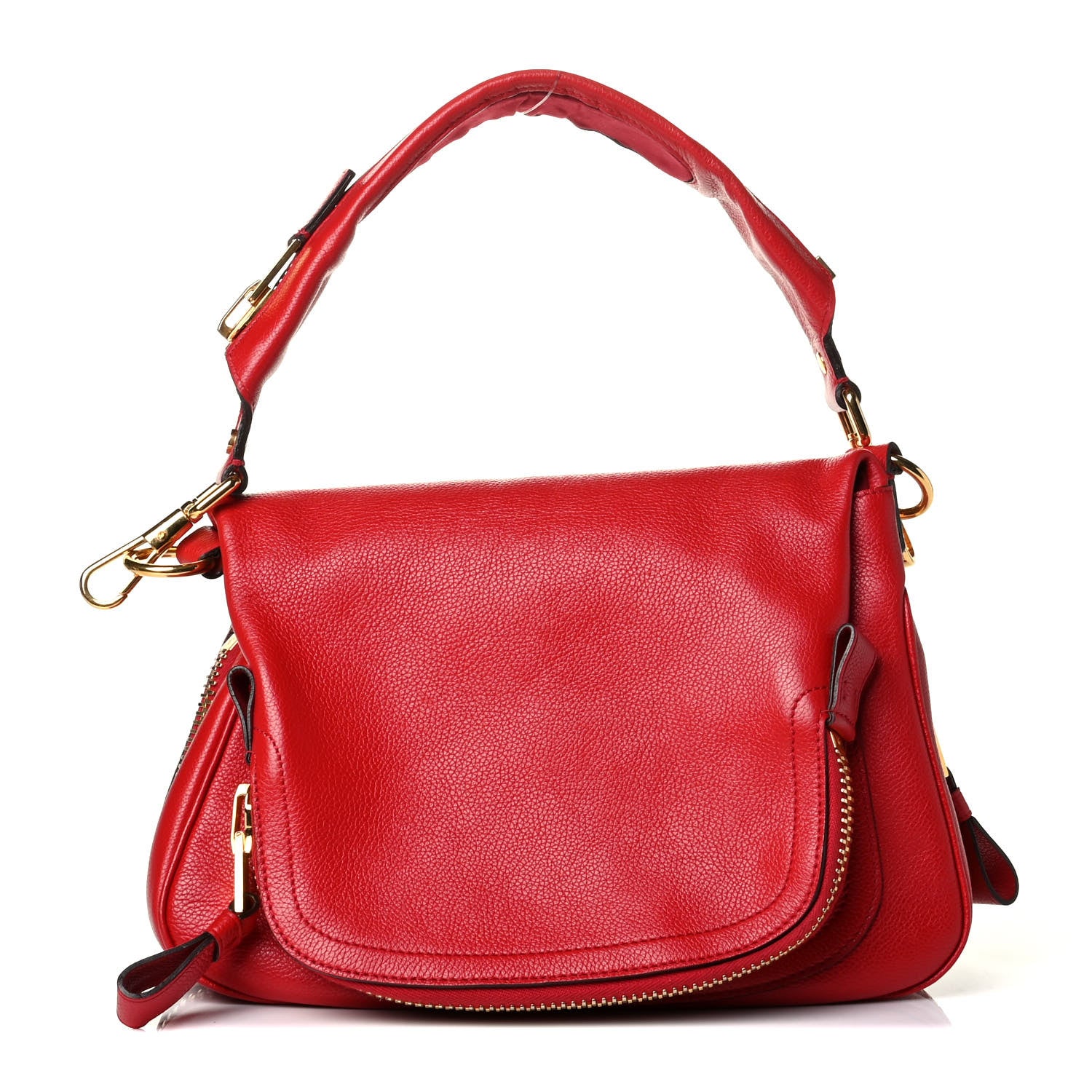 Tom Ford Pebbled Calfskin Medium Jennifer Flame Red 1 of 9