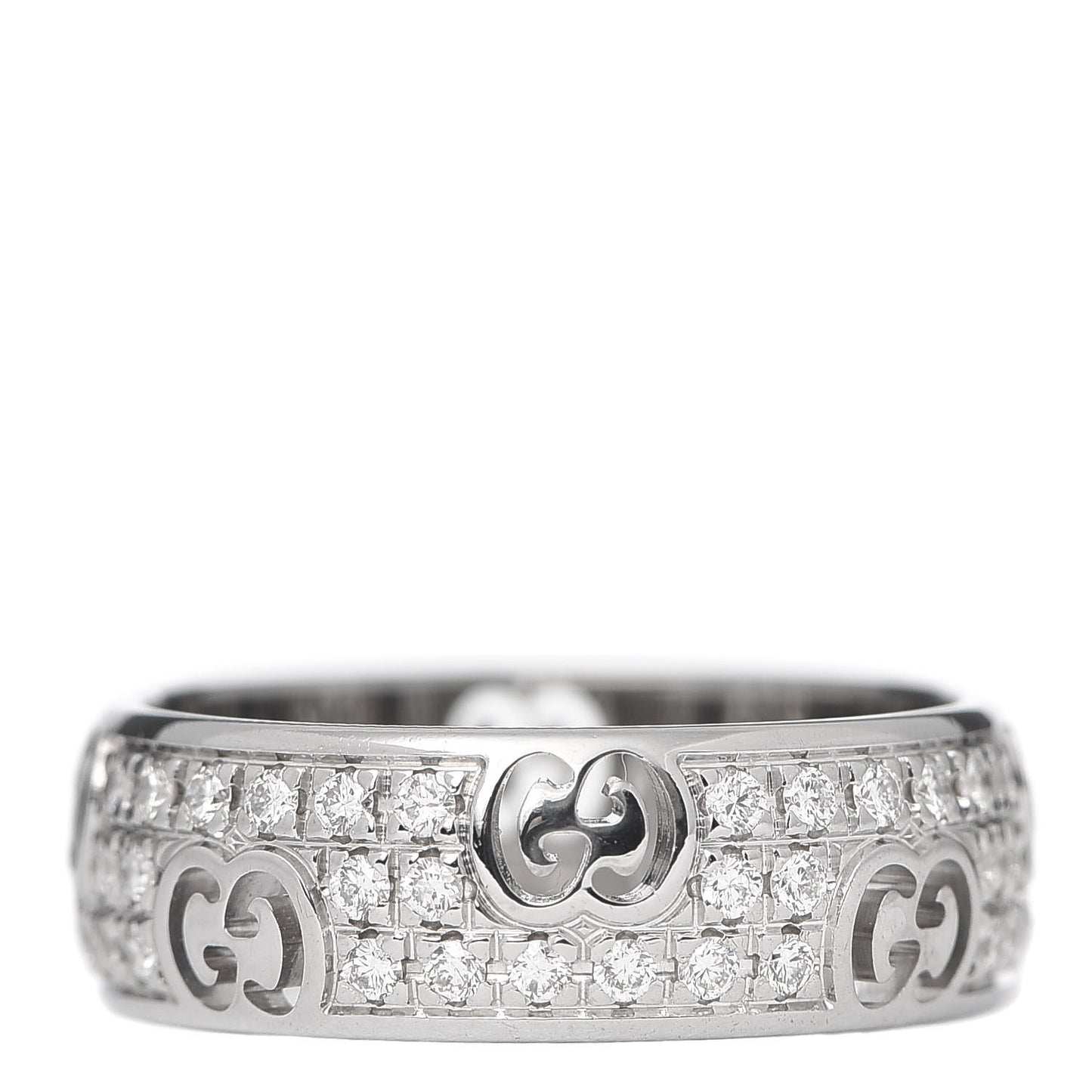 18K White Gold Diamond Pave 6mm Icon Band Ring 49 5