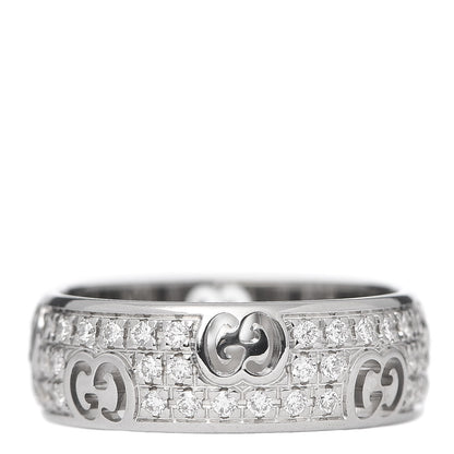 Gucci 18K White Gold Diamond Pave 6mm Icon Band Ring 49 5 3 of 6