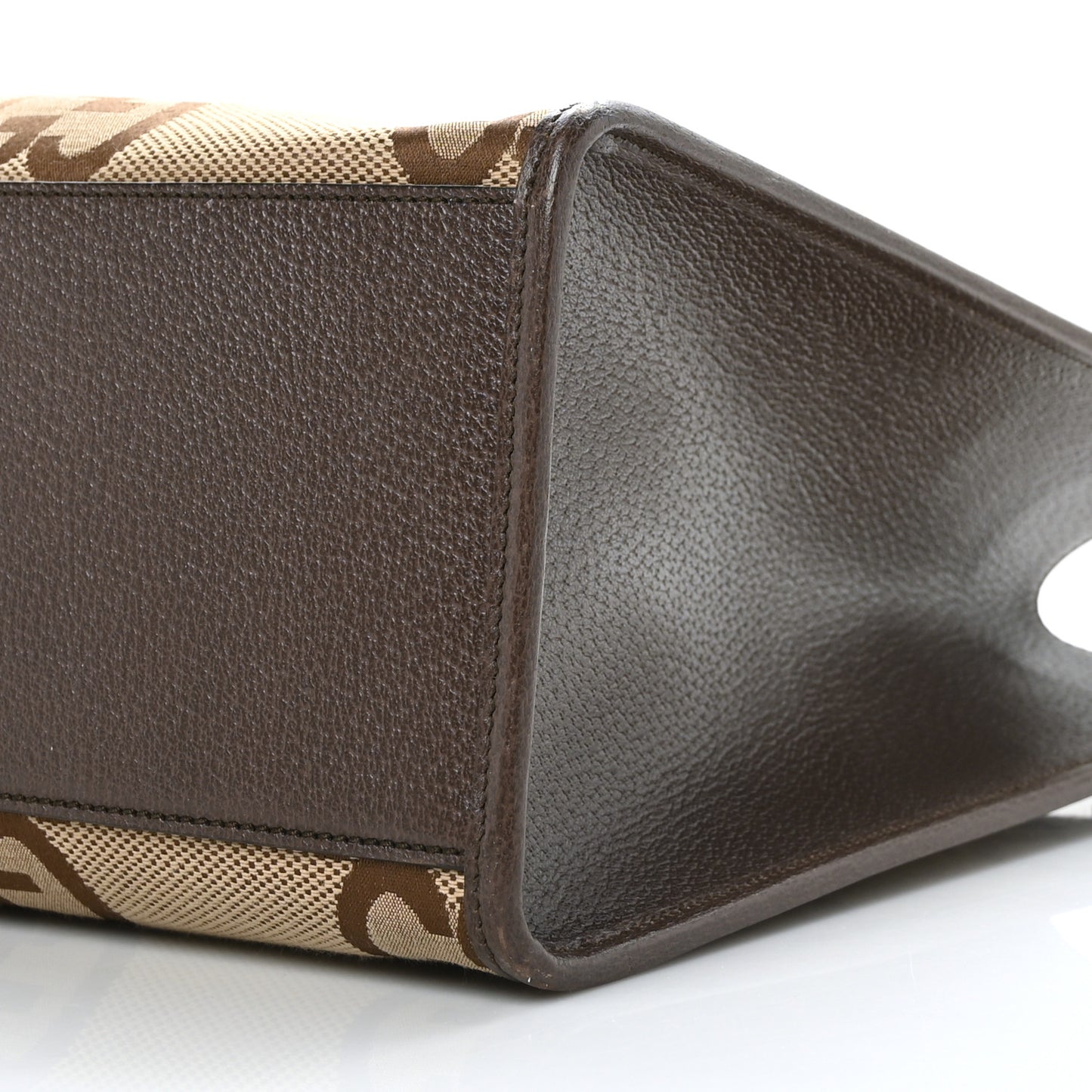 Monogram Jumbo GG Textured Dollar Calfskin Web Tote Bag Camel Ebony New Acero