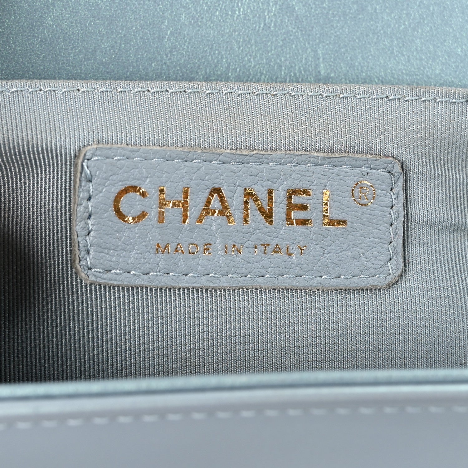 Chanel Iridescent Patent Calfskin Quilted Medium Boy Flap Light Blue 6 of 11