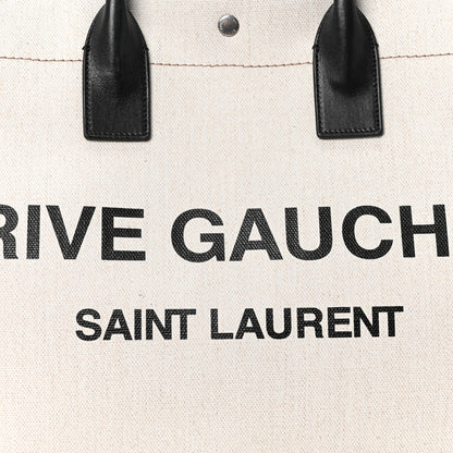 Saint Laurent Linen Calfskin Rive Gauche Tote Optic White 8 of 10