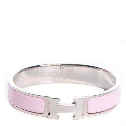 Hermes Enamel Narrow Clic Clac H Bracelet PM Rose Dragee 1 of 5