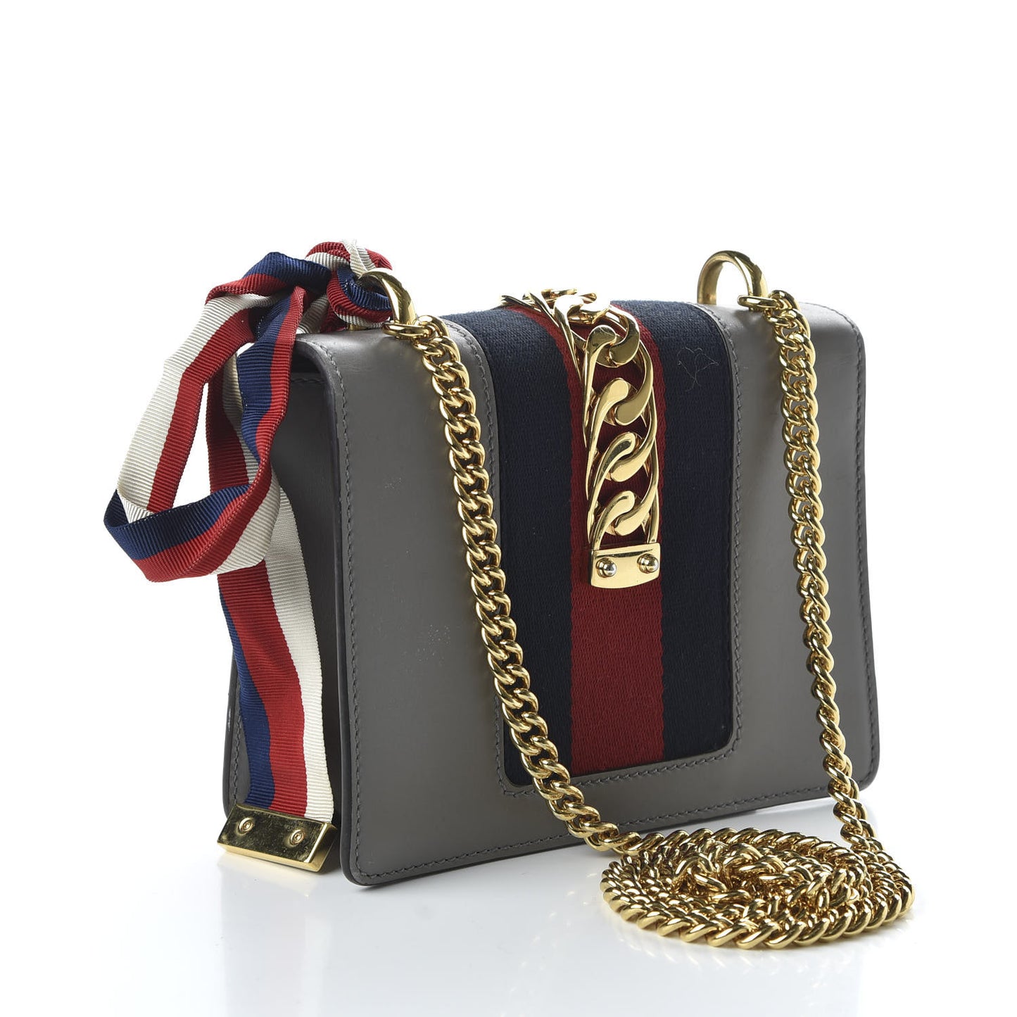 Calfskin Mini Sylvie Chain Shoulder Bag Deep Grey
