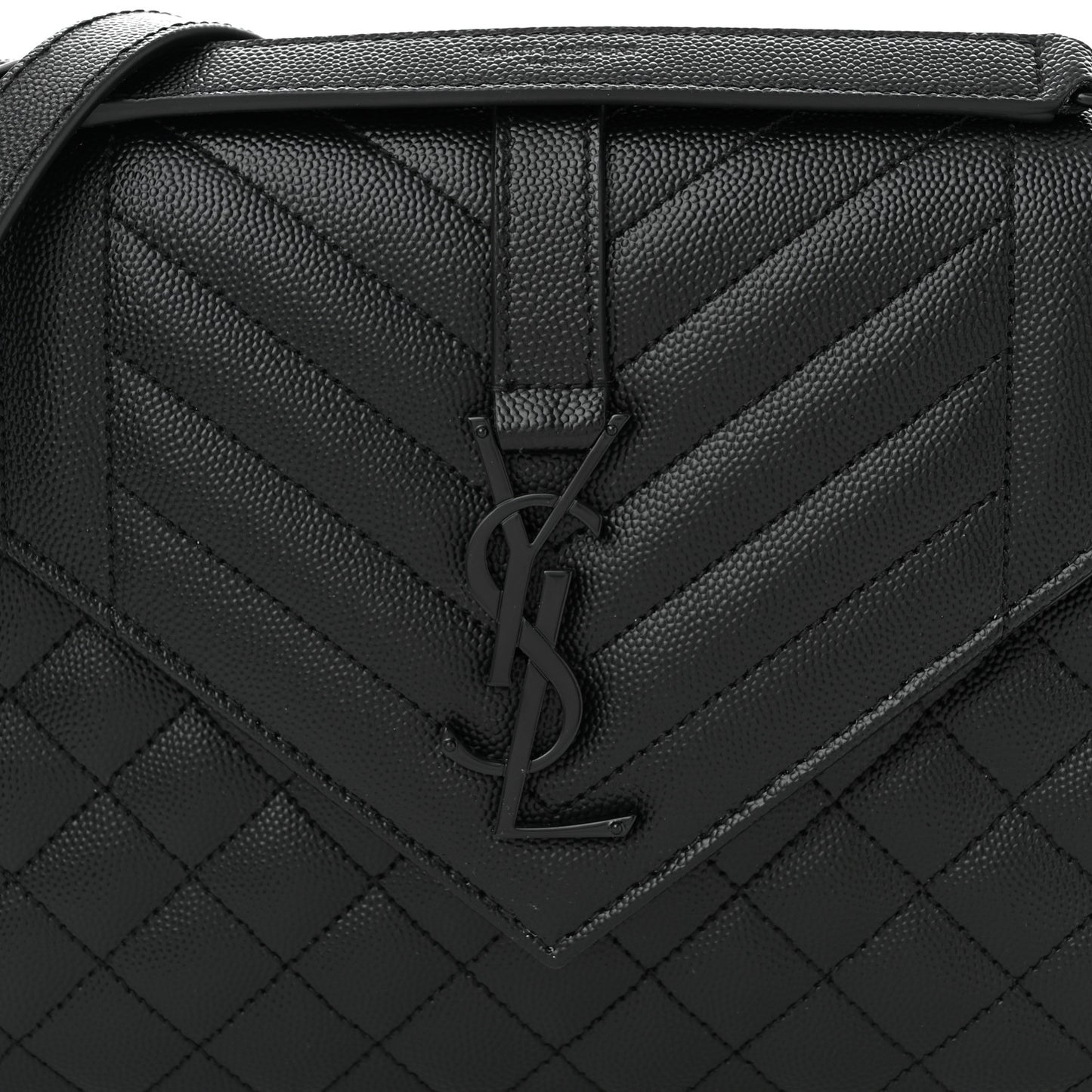 Grain De Poudre Textured Mixed Matelasse Triquilt Medium Monogram Monochrome Satchel Black
