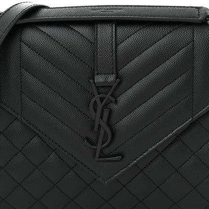 Saint Laurent Grain De Poudre Textured Mixed Matelasse Triquilt Medium Monogram Monochrome Satchel Black 8 of 10