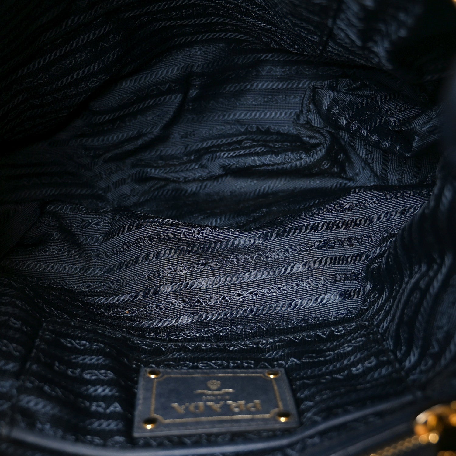 Prada Soft Calf Chain Tote Blue 4 of 8