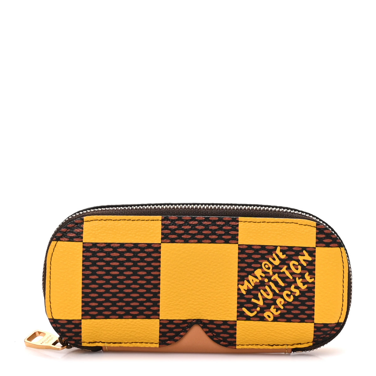 Damier Pop Zippered Sunglasses Case Jaune Mat