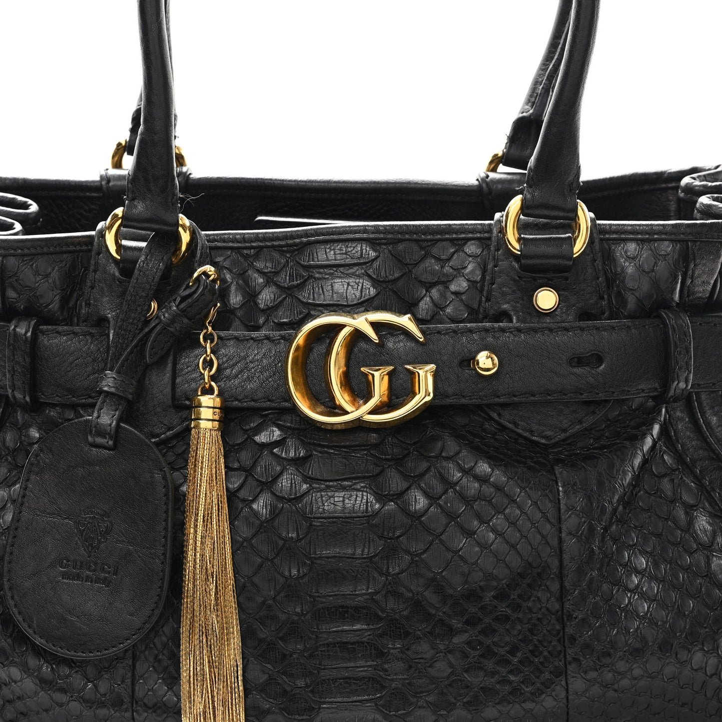 Snakeskin Medium GG Running Tote Black