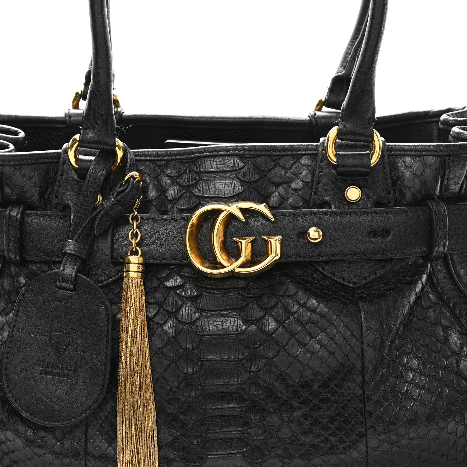 Gucci Snakeskin Medium GG Running Tote Black 8 of 12