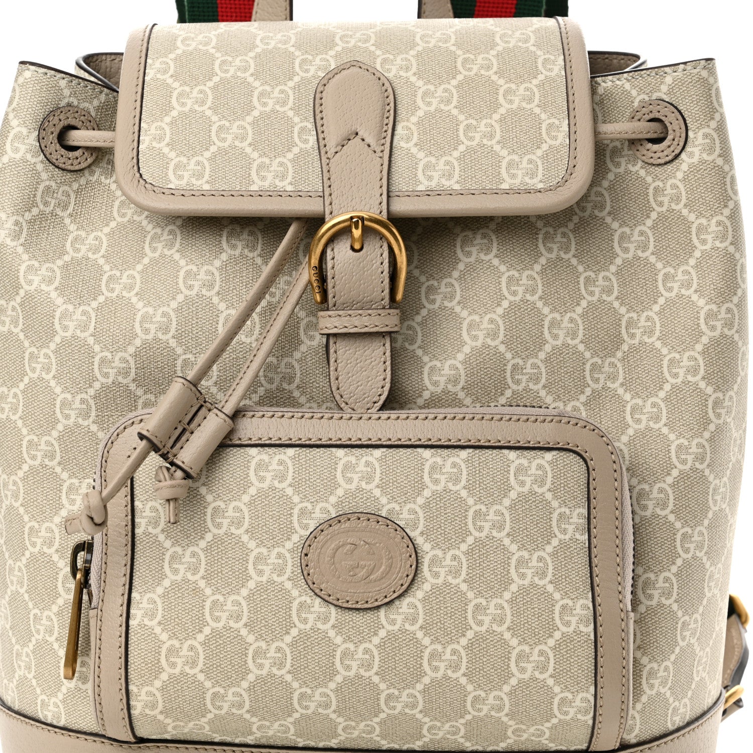Gucci GG Supreme Monogram Azalea Calfskin Retro Interlocking G Buckle Backpack Beige Mystic White 7 of 11