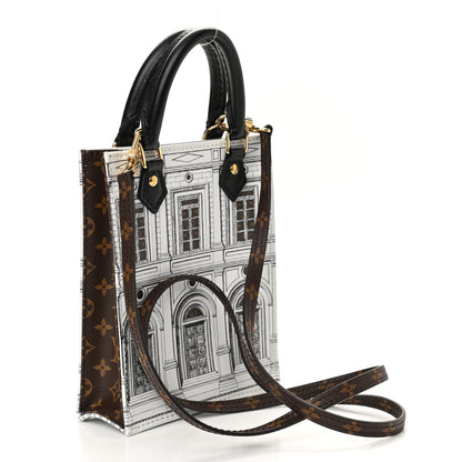 Louis Vuitton X FORNASETTI Calfskin Architettura Petit Sac Plat Black White 3 of 9