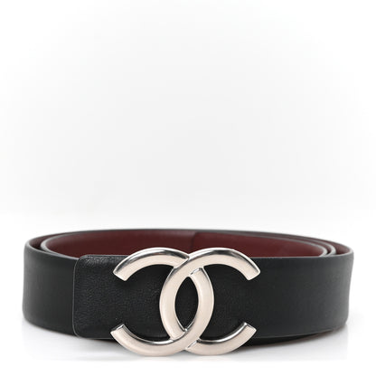 Chanel Calfskin CC Reversible 90 36 Belt Black Burgundy 1 of 6