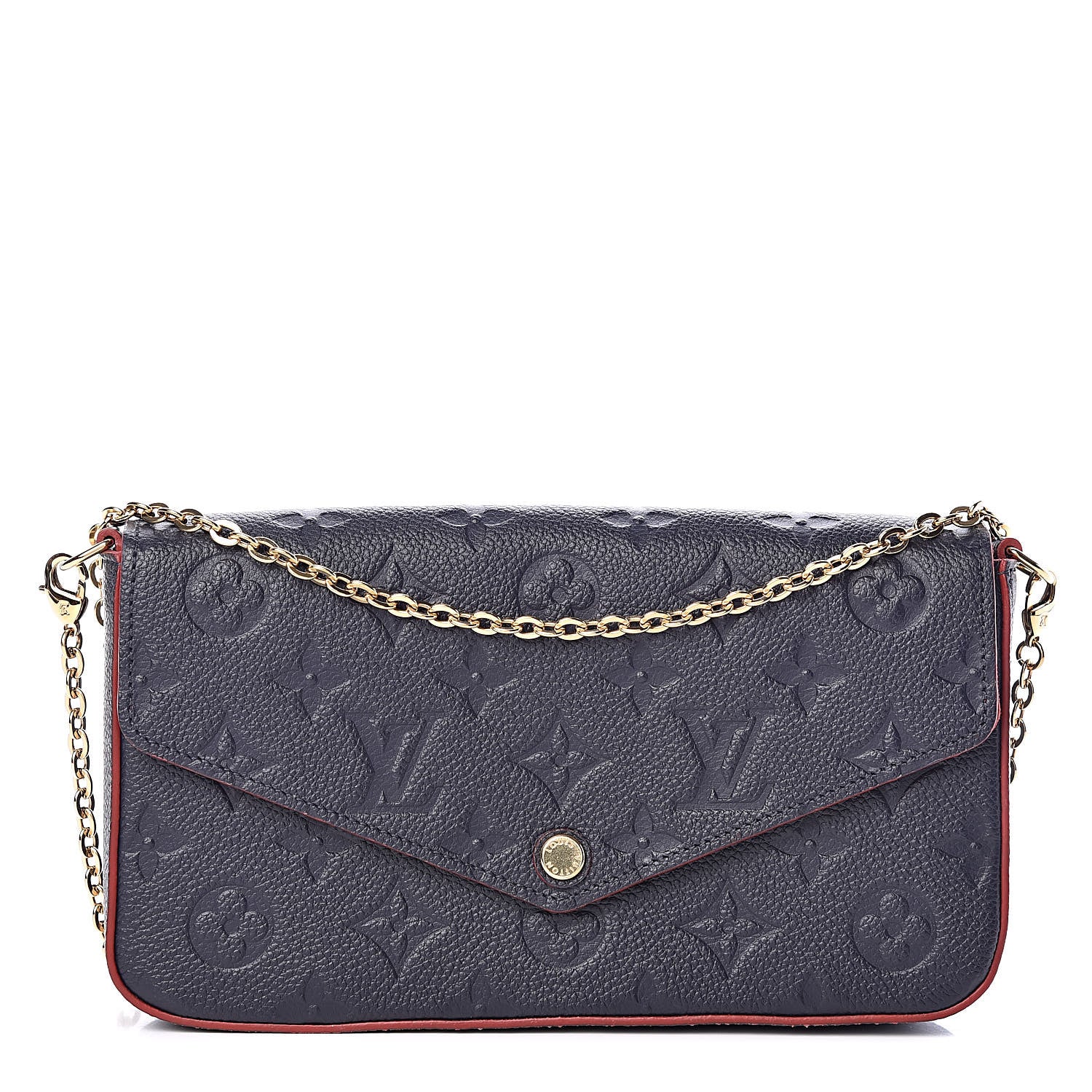 Louis Vuitton Empreinte Pochette Felicie Chain Wallet Marine Rouge 1 of 12