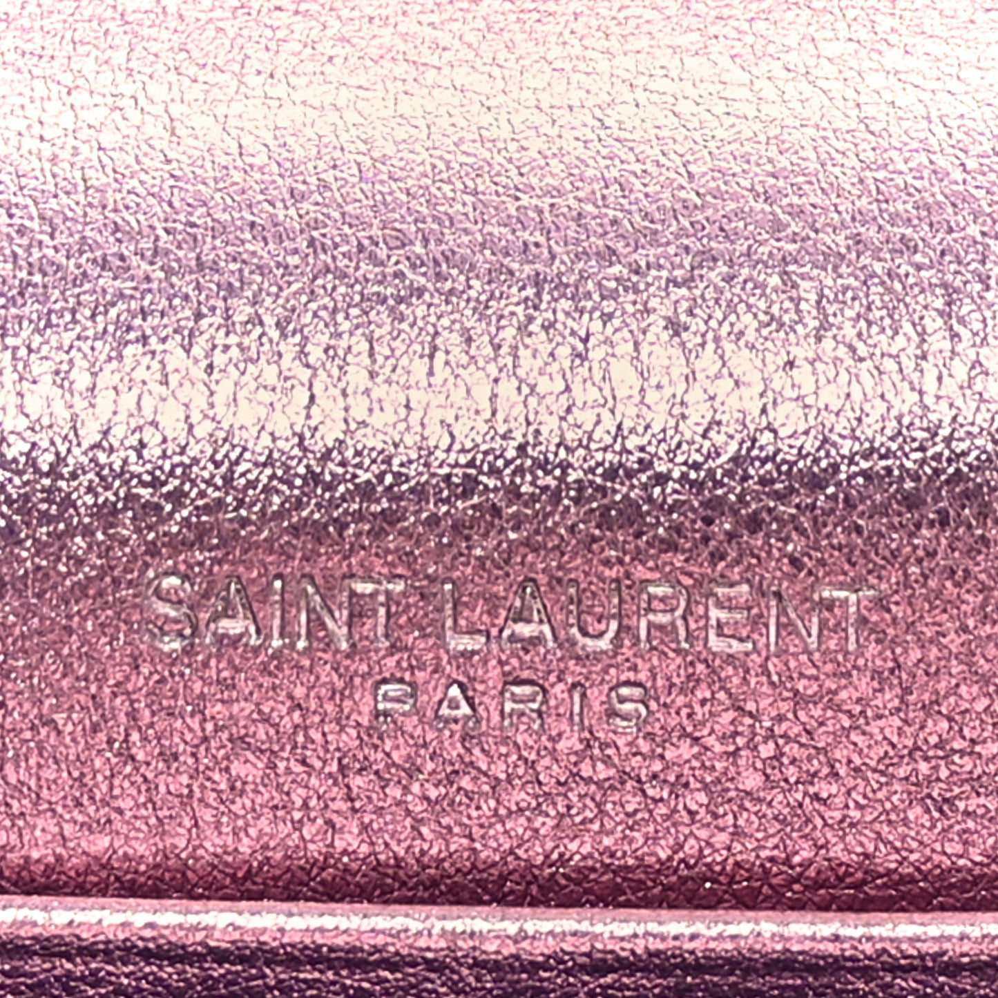 Metallic Calfskin Monogram Envelope Chain Wallet Pink