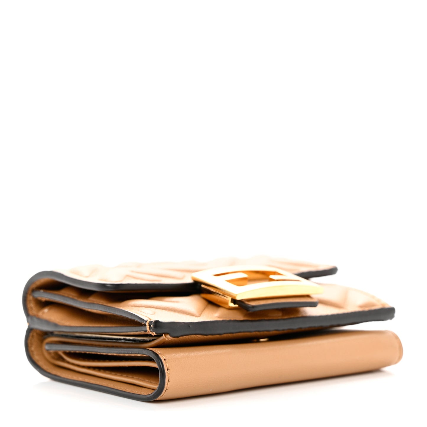 Nappa Matisse FF Diagonal Embossed Micro Tri-Fold Wallet Miele Scuro