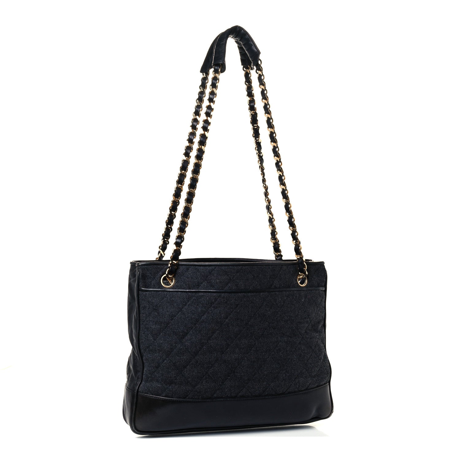 Chanel Wool Lambskin Shopper Tote Navy 2 of 10