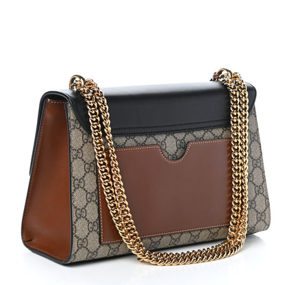Gucci GG Supreme Monogram Calfskin Medium Padlock Shoulder Bag Beige Black Cuir 3 of 8