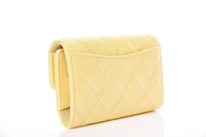 Chanel Iridescent Caviar Quilted Classic 4 Key Holder Wallet Yellow 3 of 9