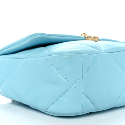 Chanel Shiny Lambskin Quilted Medium Chanel 19 Flap Light Blue 8 of 10