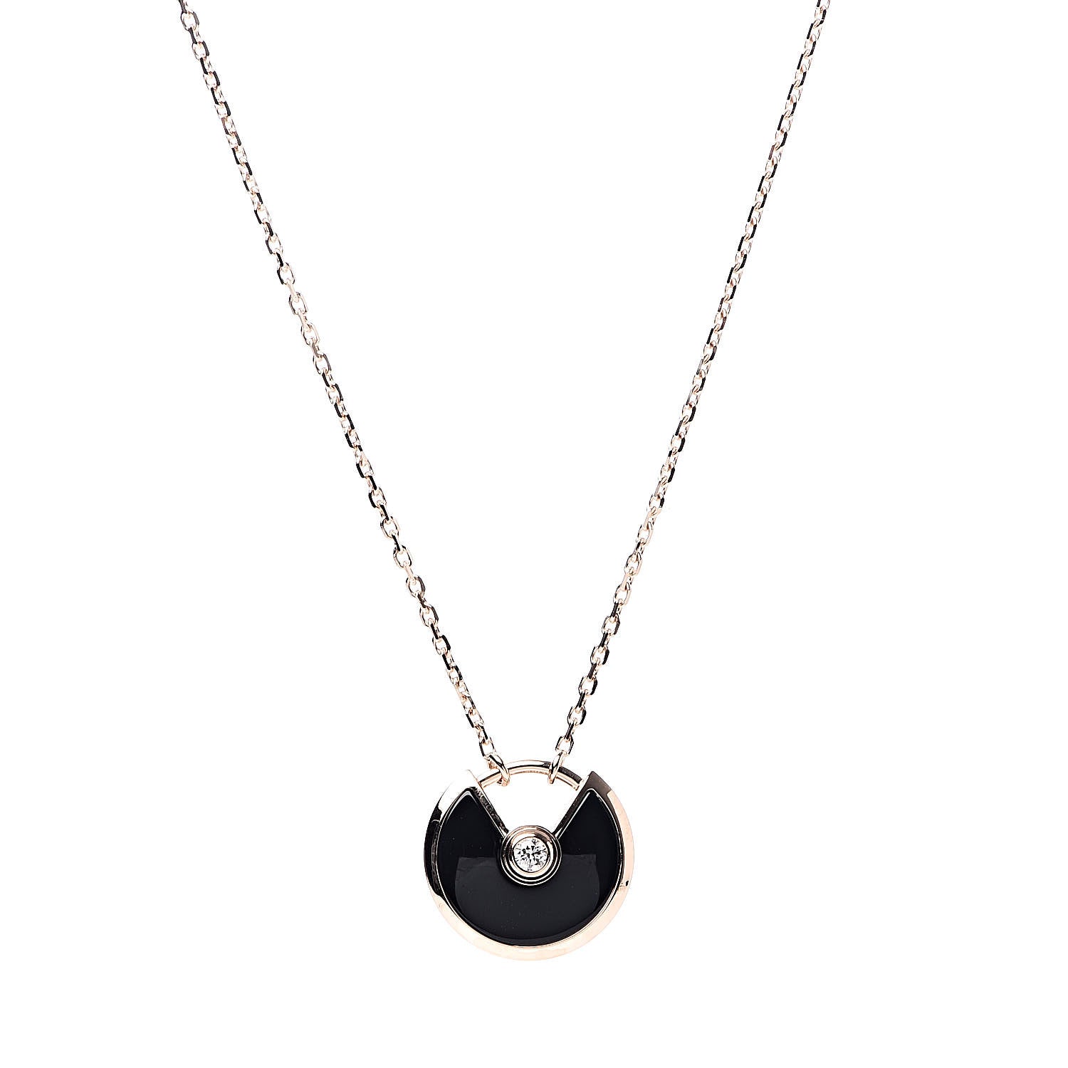 Cartier 18K Pink Gold Diamond Black Onyx XS Amulette de Cartier Pendant Necklace 4 of 7