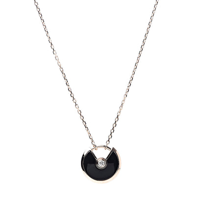 Cartier 18K Pink Gold Diamond Black Onyx XS Amulette de Cartier Pendant Necklace 4 of 7