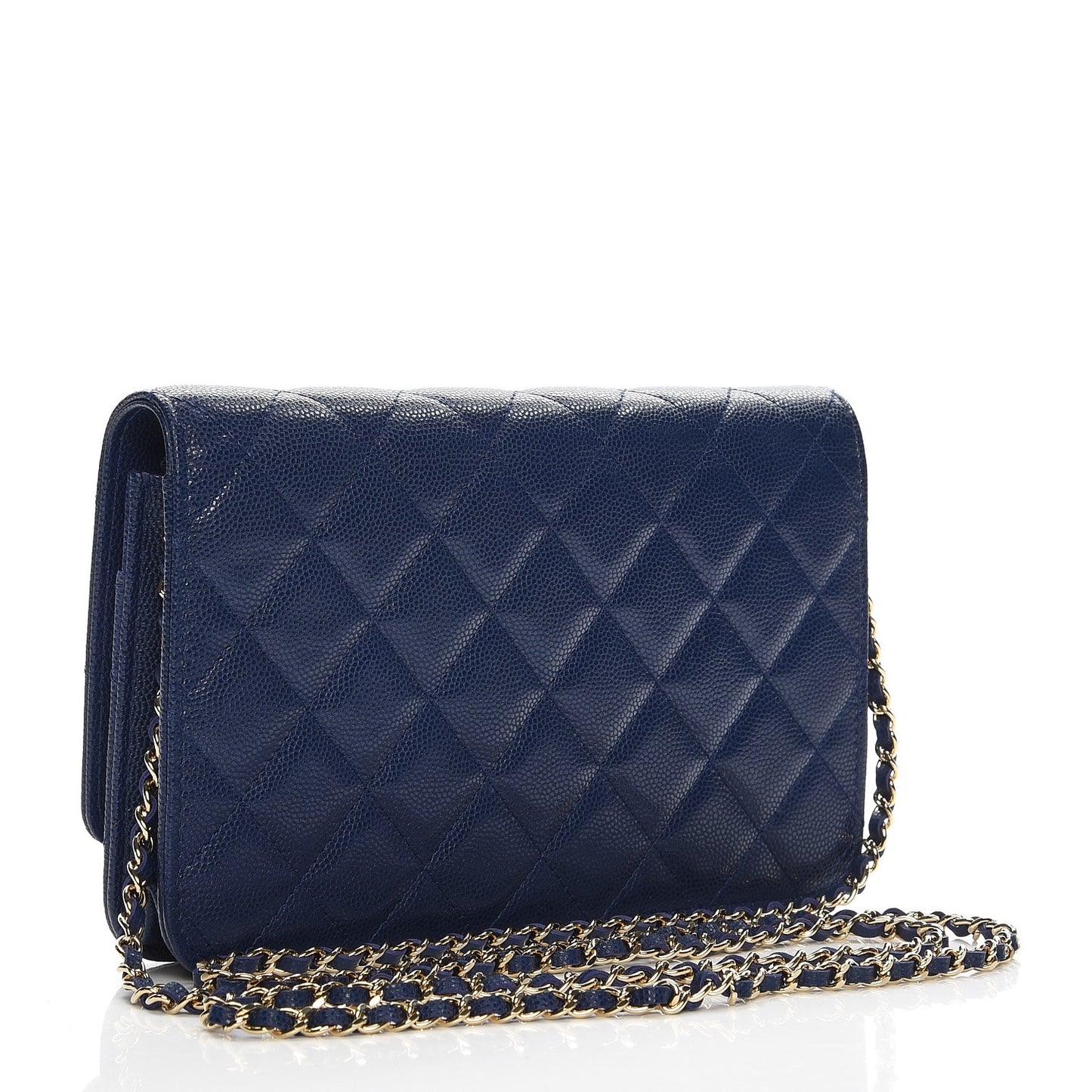 Caviar Quilted Golden Class Wallet On Chain WOC Navy