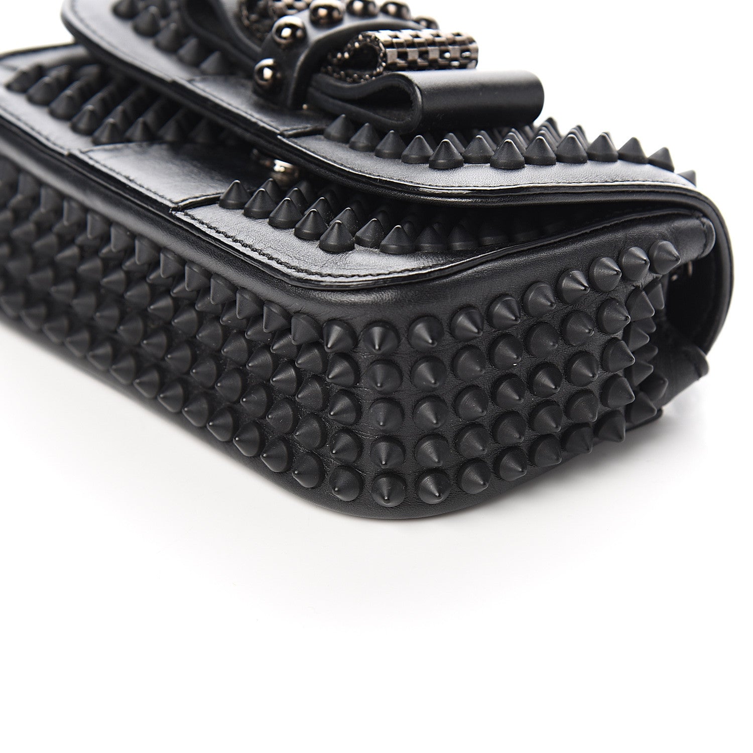 Christian Louboutin Calfskin Spikes Sweety Charity Crossbody Bag Black 9 of 10
