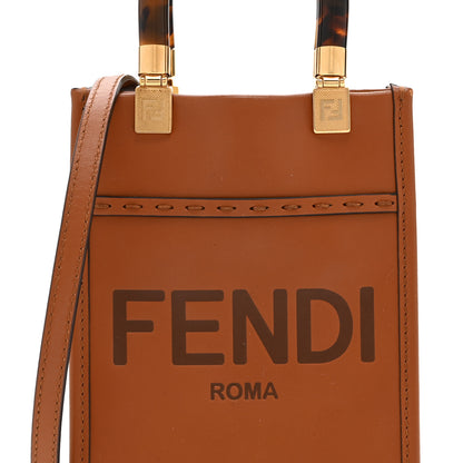 Fendi Vitello King Plexiglass Logo Embossed Mini Fendi Sunshine Shopper Tote Cuoio 8 of 10
