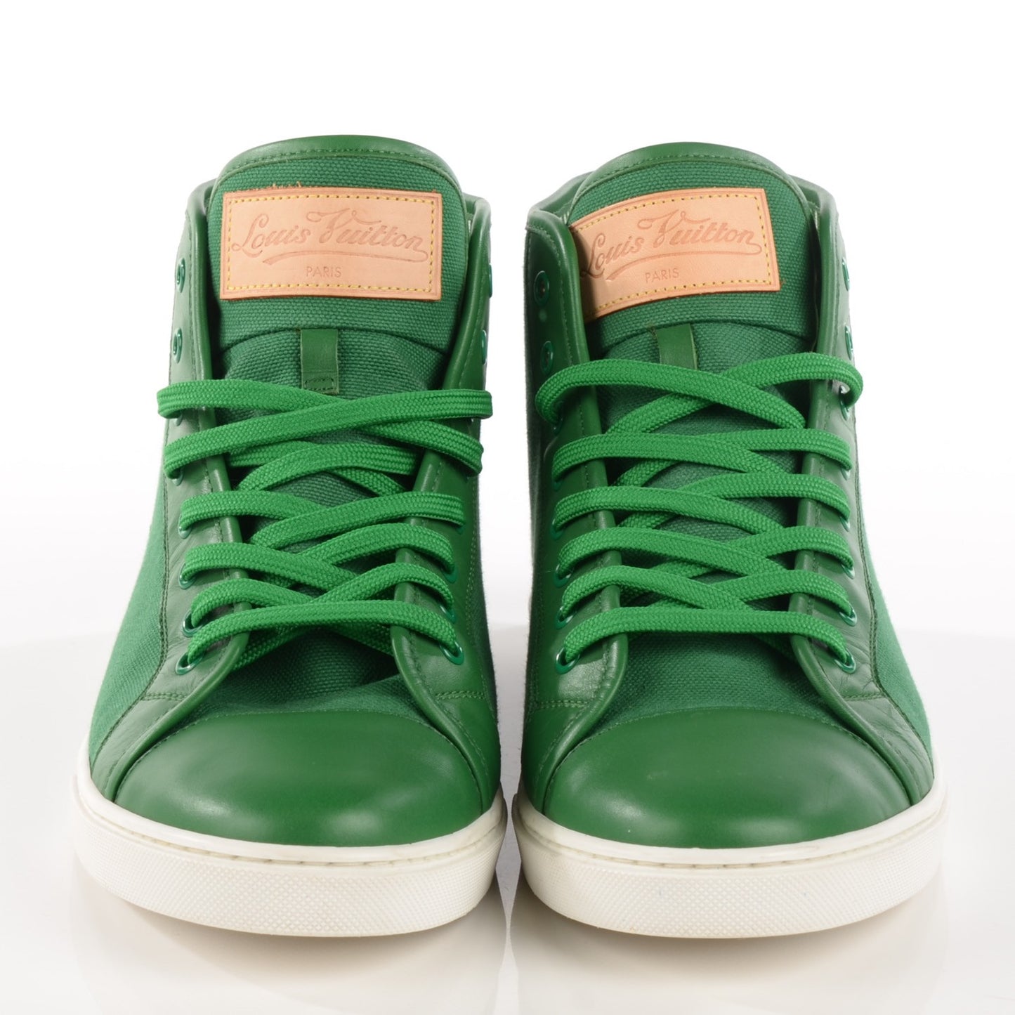 Canvas Leather High Top Sneakers 8 Green