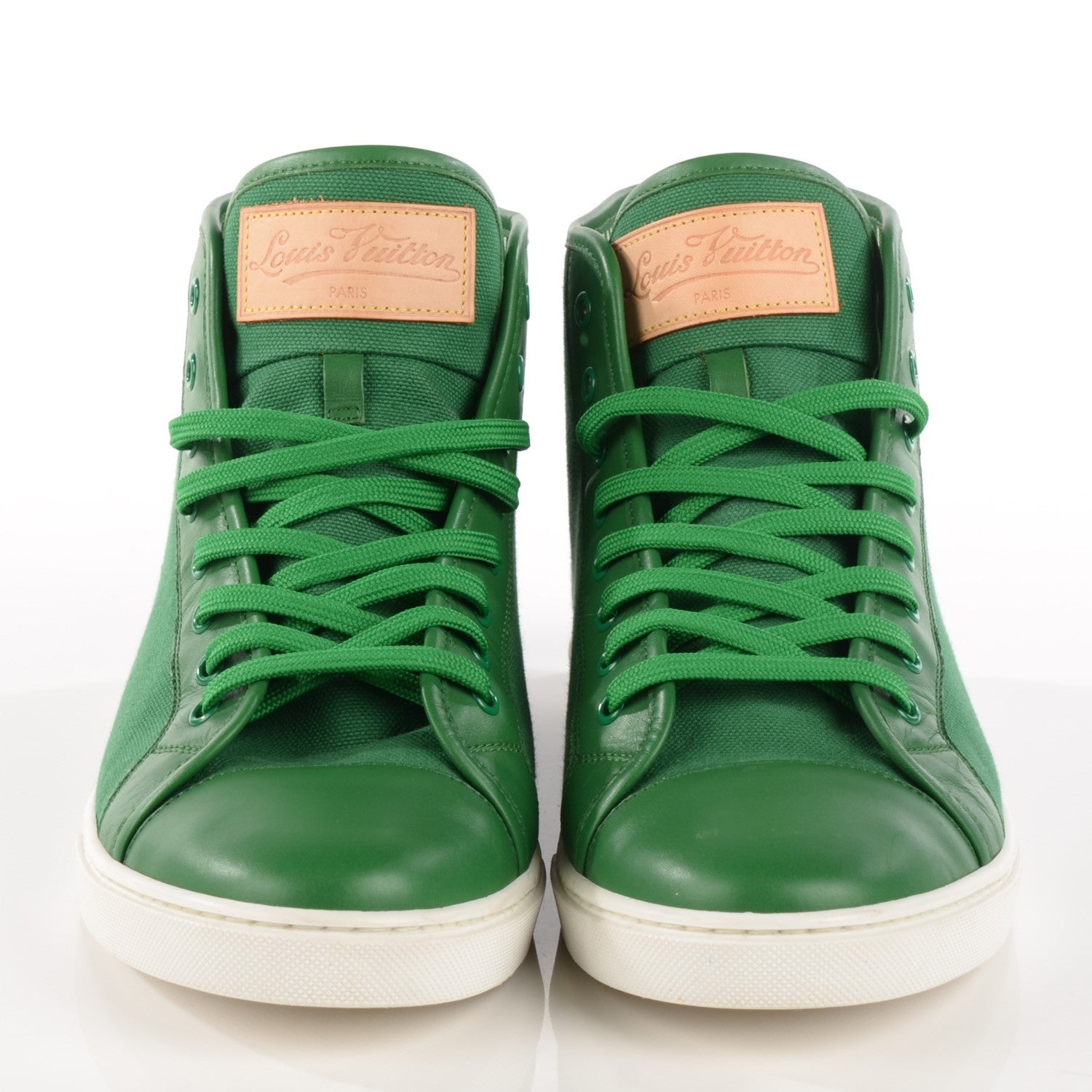 Louis Vuitton Canvas Leather High Top Sneakers 8 Green 2 of 8