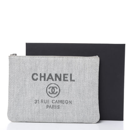 Chanel Woven Straw Raffia Medium Deauville Pouch Grey 12 of 12