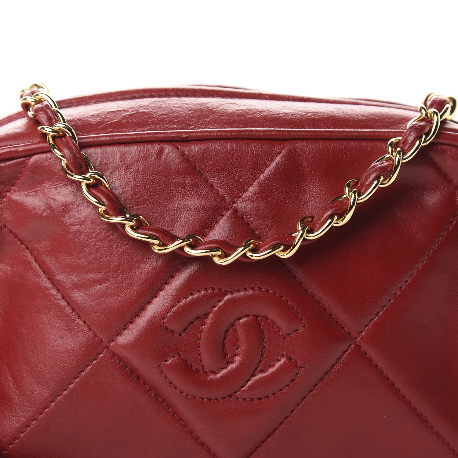Chanel Lambskin Quilted Tassel Camera Case Red 10 of 10