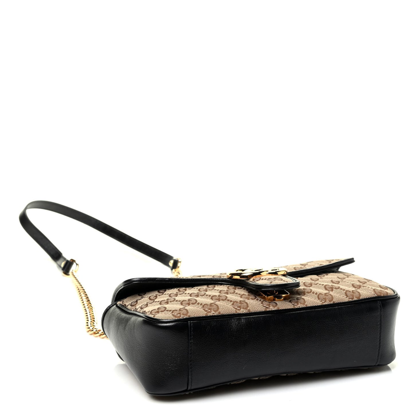Monogram Matelasse Diagonal Small GG Marmont Shoulder Bag Beige Black