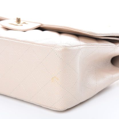 Chanel Pearly Caviar Quilted Jumbo Double Flap Light Beige 9 of 14
