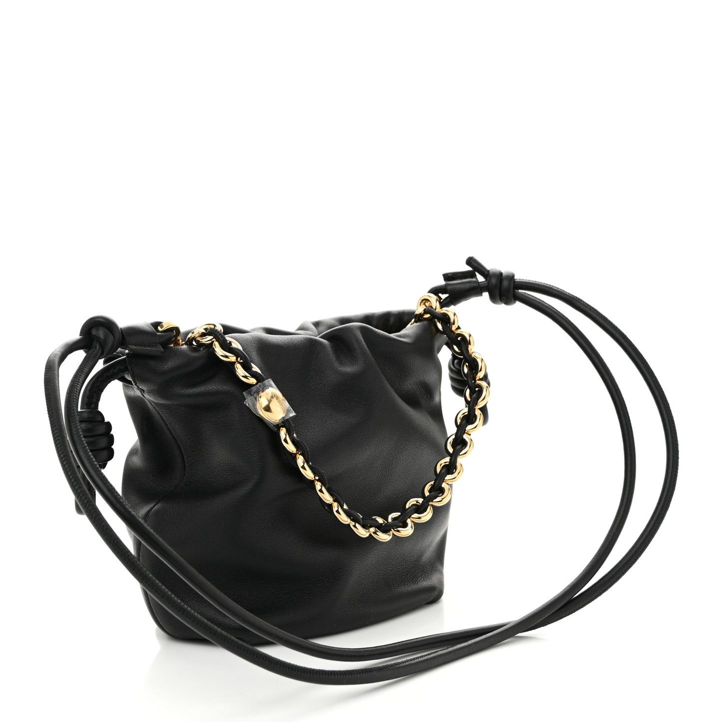 Mellow Nappa Donut Chain Mini Flamenco Knot Clutch Black