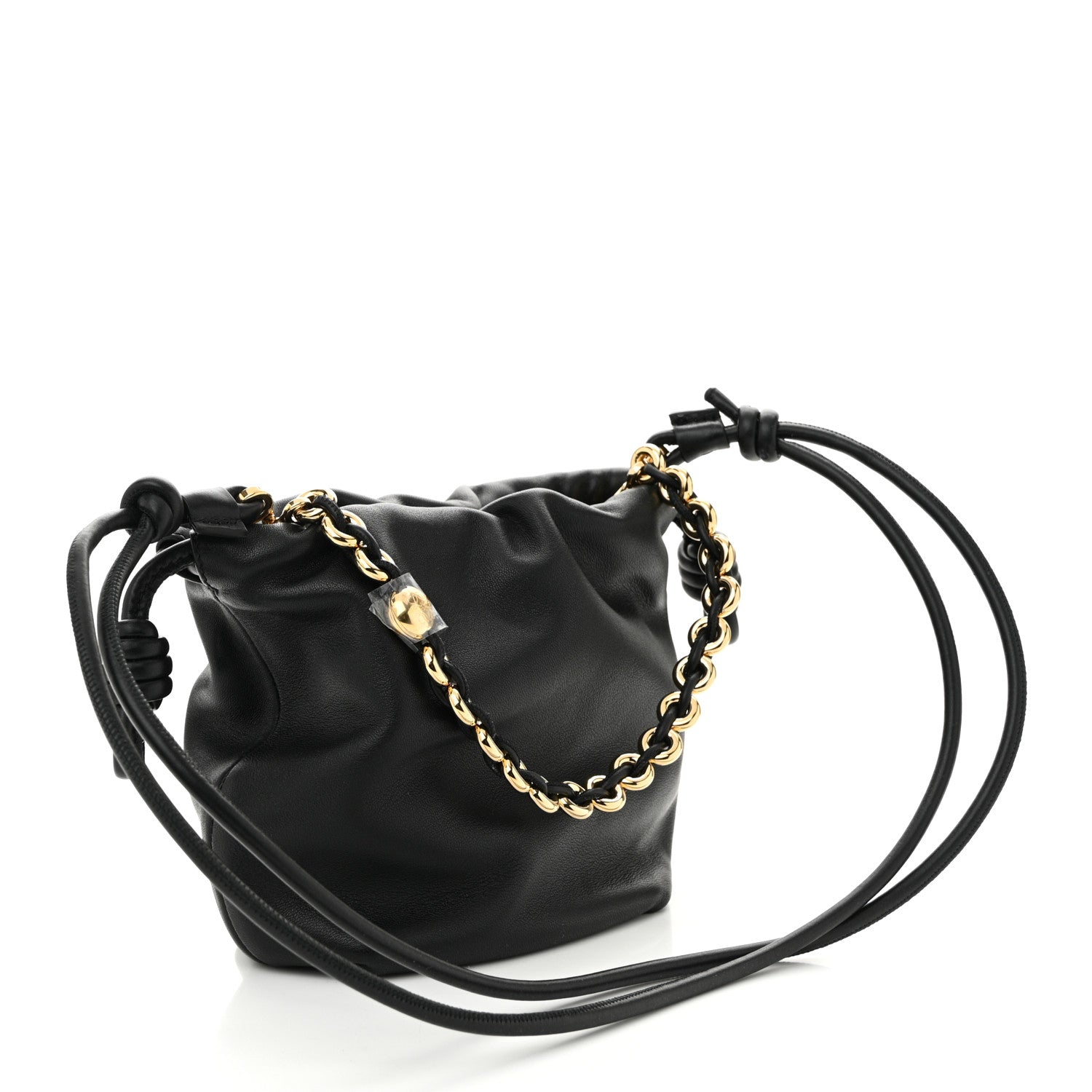Loewe Mellow Nappa Donut Chain Mini Flamenco Knot Clutch Black 3 of 10