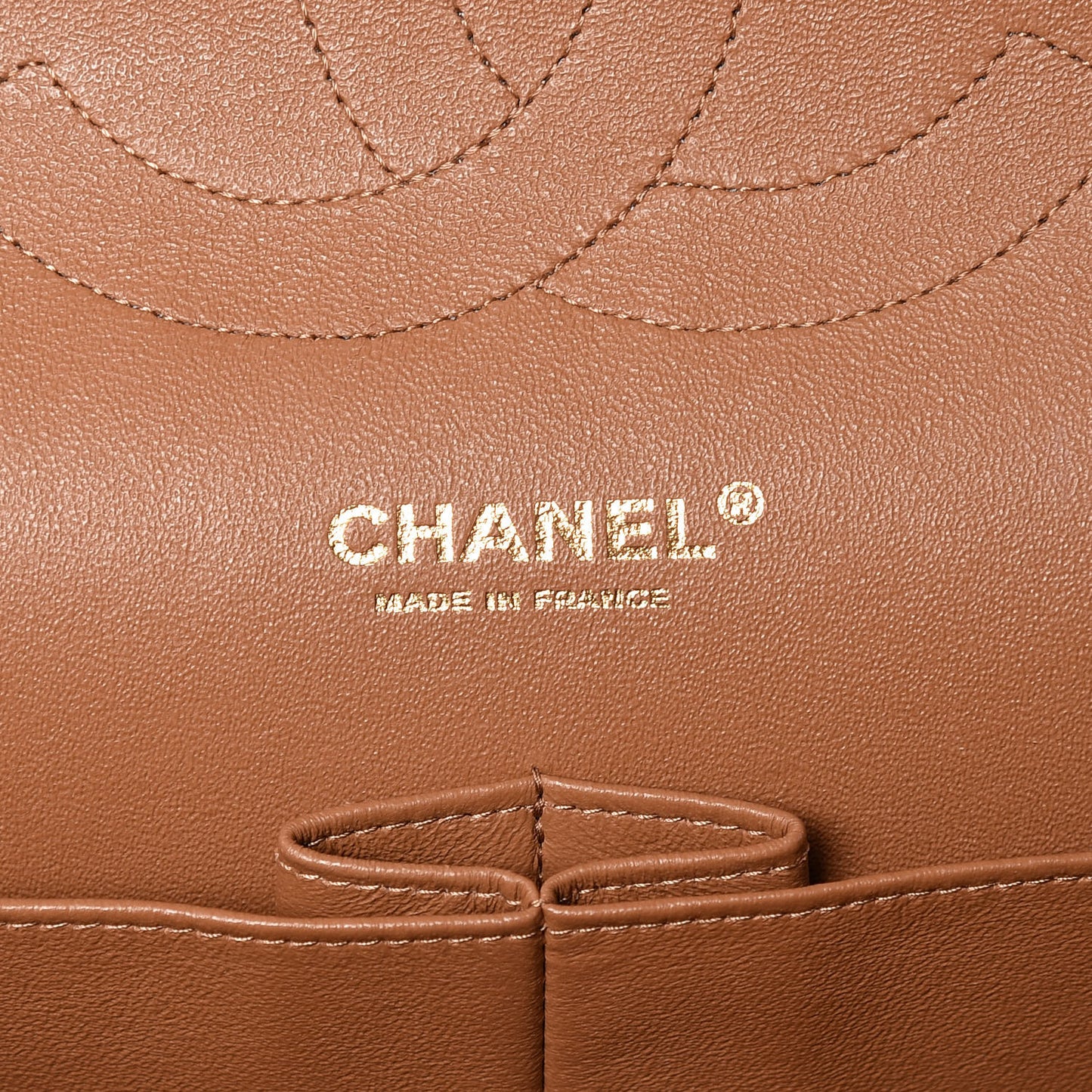 Lambskin Quilted Jumbo Double Flap Brown