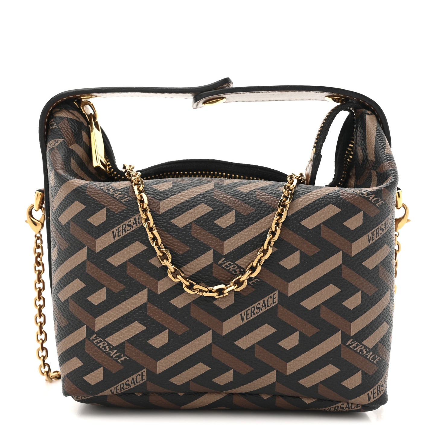 Coated Canvas La Greca Signature Mini Bag Black Carmel