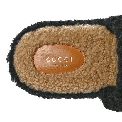 Gucci Shearling Womens Elea Platform Slide Sandals 37.5 Black Butterscotch 7 of 8