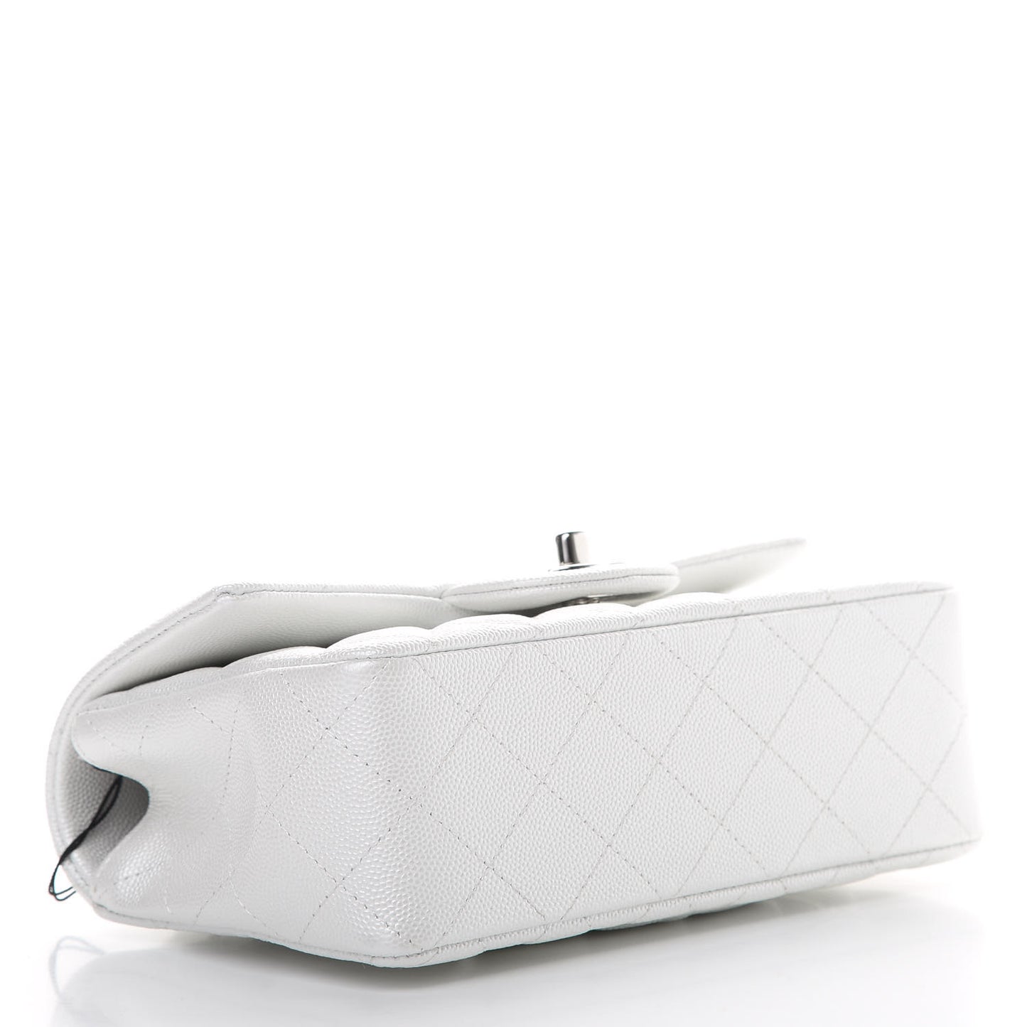 Iridescent Caviar Quilted Mini Top Handle Rectangular Flap White