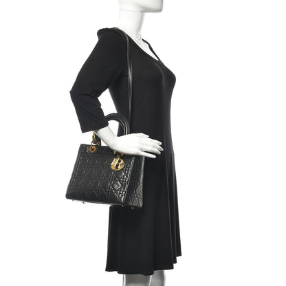 Christian Dior Lambskin Cannage Medium Lady Dior Black 2 of 18
