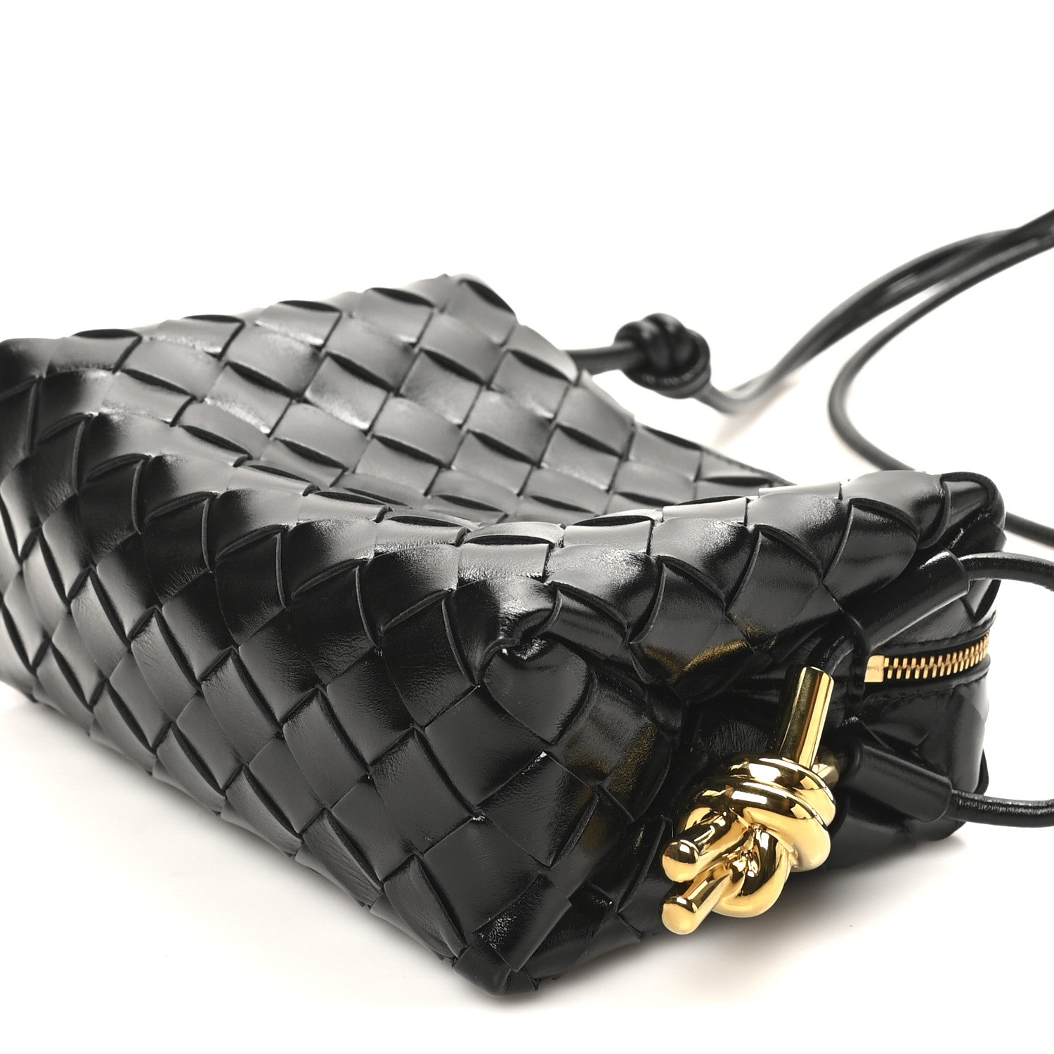 Bottega Veneta Polished Nappa Intrecciato Metallic Knot Mini Loop Camera Bag Black 9 of 9