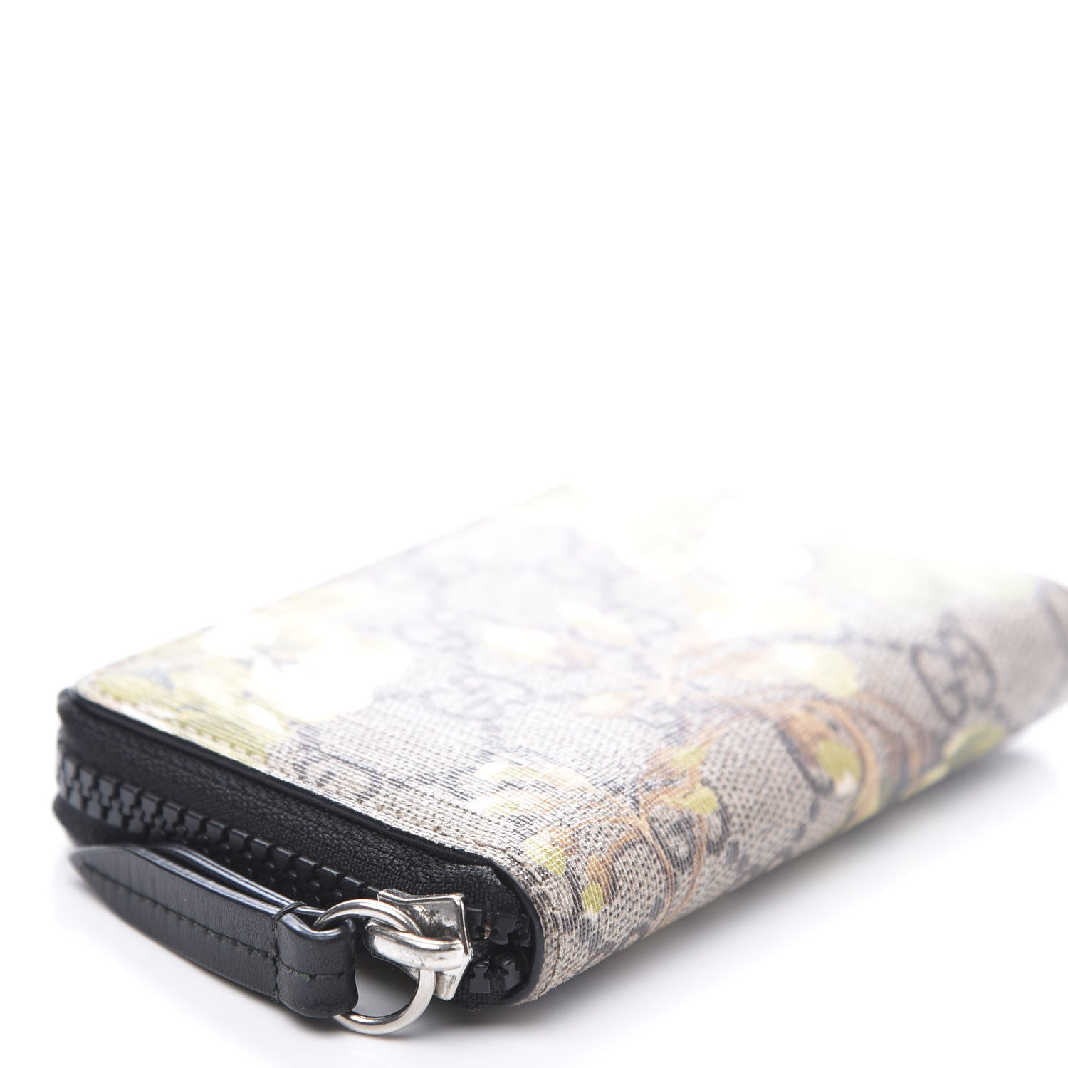 Gucci GG Supreme Monogram Blooms Zip Around Card Case Wallet Beige New Military Black 6 of 7