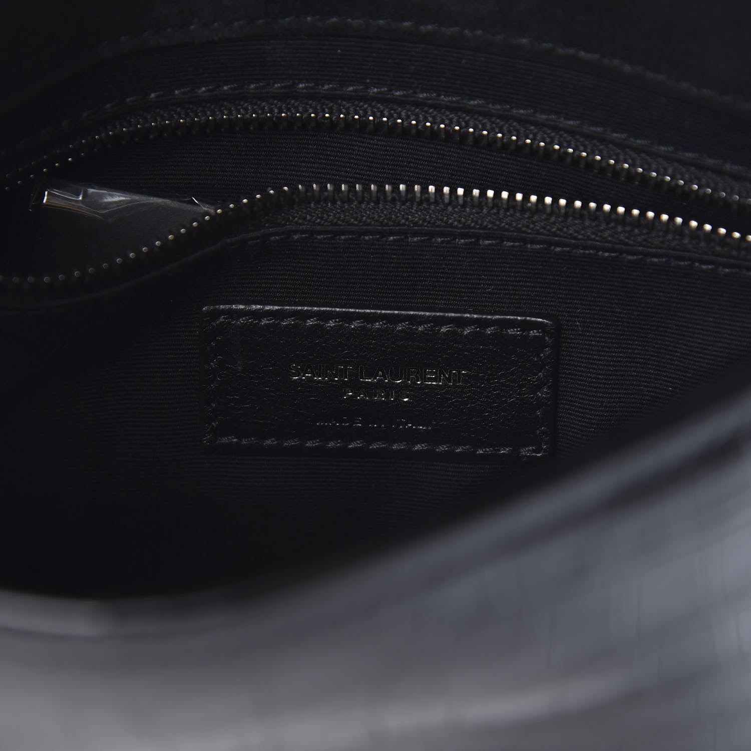 Saint Laurent Crocodile Embossed Lambskin Matelasse Monogram Niki Chain Wallet Black 6 of 10