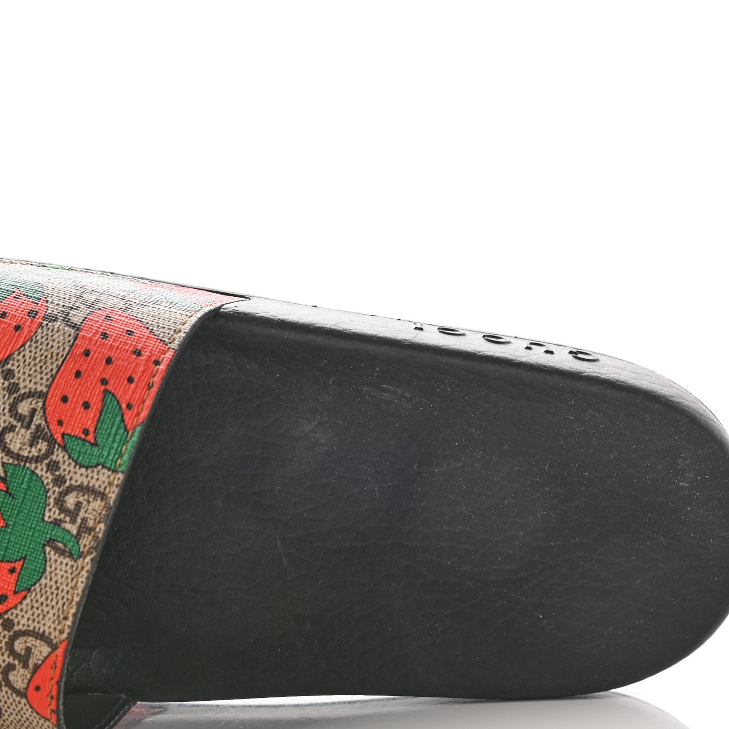 GG Supreme Monogram Strawberry Slide Sandals 38 Beige Multicolor