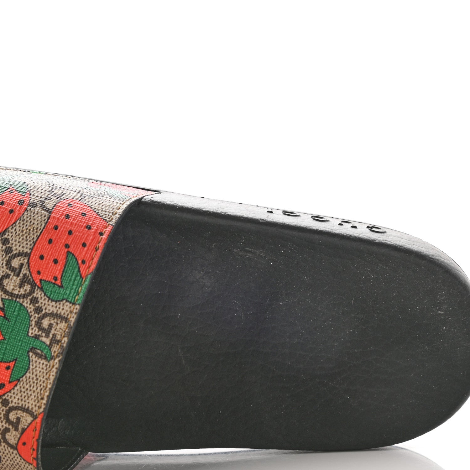 Gucci GG Supreme Monogram Strawberry Slide Sandals 38 Beige Multicolor 8 of 8