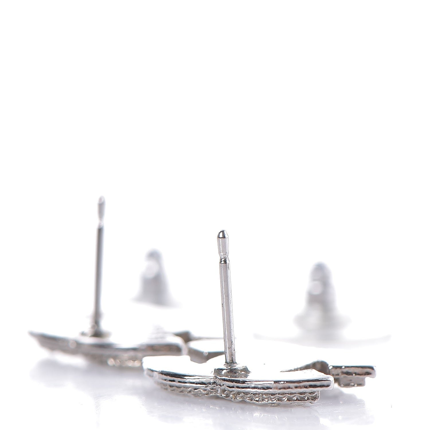 Chanel Crystal CC Earrings Silver 3 of 4